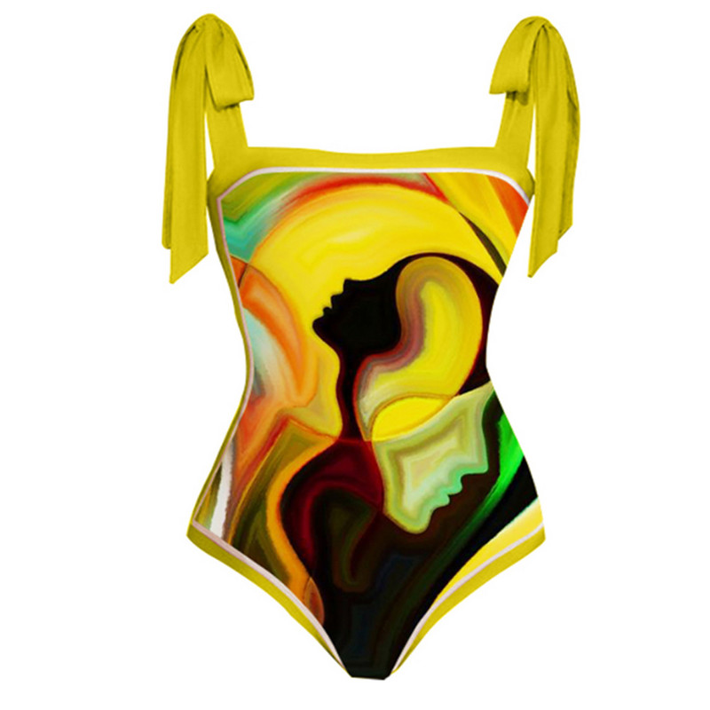 Vintage ženski jednodijelni kupaći kostim Ženski retro kupaći kostim Haljina za plažu Dizajnerski kupaći kostim Žuta odjeća za surfanje Ljetna odjeća za plažu