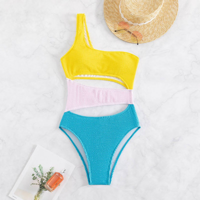 Szexi női egyrészes fürdőruha 2023 texturált női fürdőruha, magas derekú Monokini Push Up úszóruhák Strandruha Beach Body