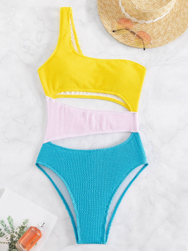 Szexi női egyrészes fürdőruha 2023 texturált női fürdőruha, magas derekú Monokini Push Up úszóruhák Strandruha Beach Body