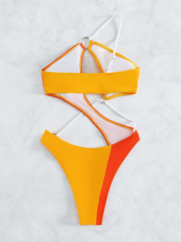 2023. Seksi jednodijelni kupaći kostim Ženski kupaći kostim Push up kupaći kostim Izdubljeni monokini Biquini na jedno rame Narančasti kupaći kostim