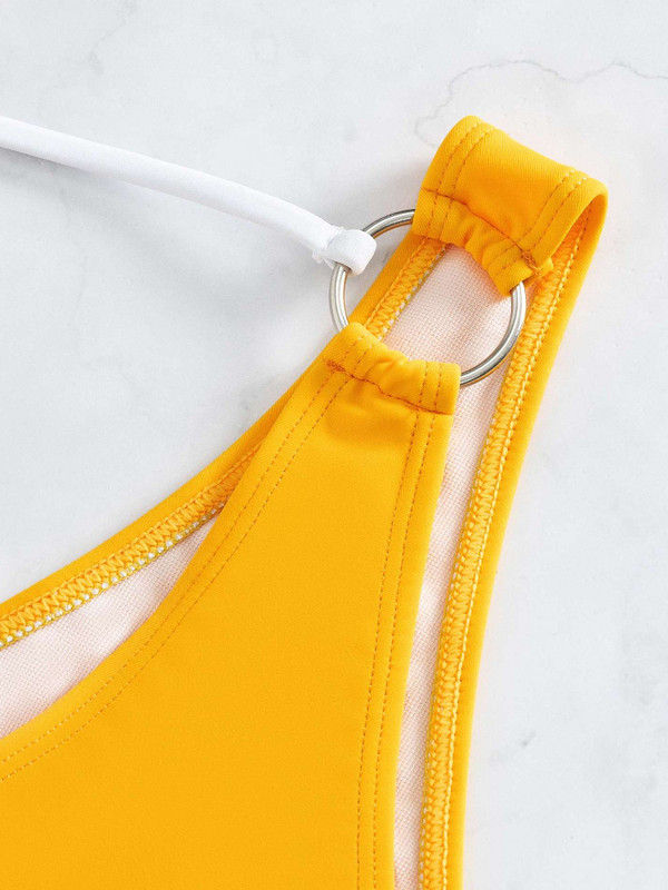 2023. Seksi jednodijelni kupaći kostim Ženski kupaći kostim Push up kupaći kostim Izdubljeni monokini Biquini na jedno rame Narančasti kupaći kostim