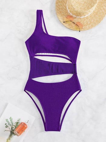 Purple One Shoulder Γυναικείο μαγιό One Piece Σέξι Γυναικεία μαγιό 2022 Νέα υφή Monokini μαγιό Μαγιό παραλίας