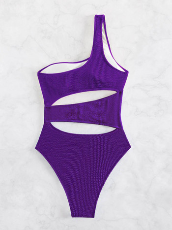 Purple One Shoulder Γυναικείο μαγιό One Piece Σέξι Γυναικεία μαγιό 2022 Νέα υφή Monokini μαγιό Μαγιό παραλίας