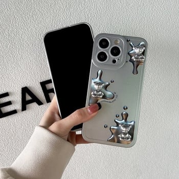 За Samsung A33 A53 A23 A03S 3D Bear Silver Printing Мек TPU калъф за телефон за Galaxy A10S A20S A12 A32 A52 A72 A21S A11 A22 4G 5G