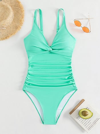 2023 Sexy Green One Piece μαγιό Γυναικεία μαγιό με λαιμόκοψη V γυναικεία Push Up Monokini Bathers Μαγιό Μαγιό παραλίας