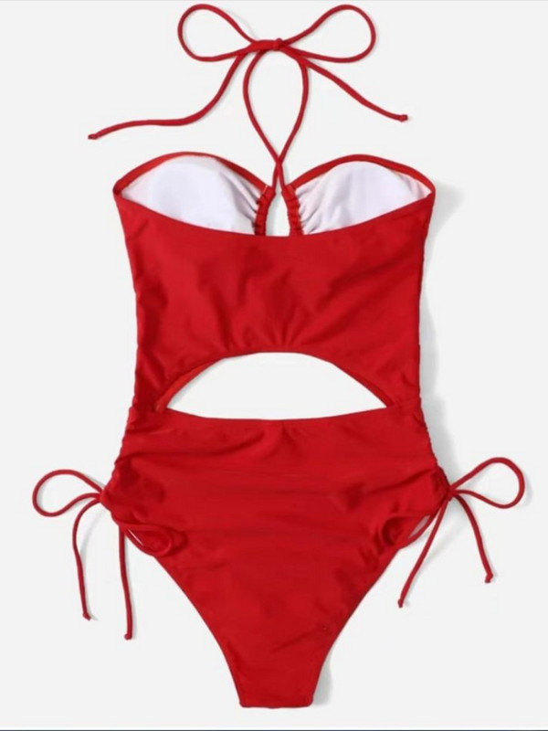 Black Cut Out Halter egyrészes fürdőruha nőknek Szexi húzózsinóros Monokini fürdőruha 2023 Strandfürdőruha Strandruha Body