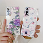για Samsung Galaxy S23 S22 S21 S20 Ultra Plus FE 5G A53 A73 A52S A33 A72 A13 Θήκη Cute Floral Butterfly Clear Full Camera Case