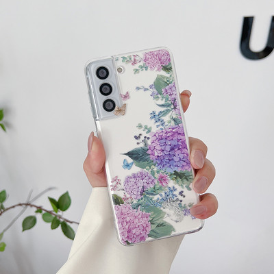 για Samsung Galaxy S23 S22 S21 S20 Ultra Plus FE 5G A53 A73 A52S A33 A72 A13 Θήκη Cute Floral Butterfly Clear Full Camera Case