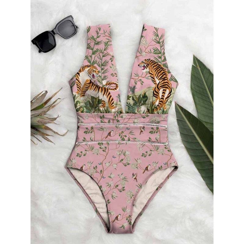 Moteriški Retro maudymosi kostiumėliai Deep V Sexy One Piece maudymosi kostiumėlis dizainerio maudymosi kostiumėlis vasaros banglenčių dėvėjimui atostogų paplūdimio drabužiai