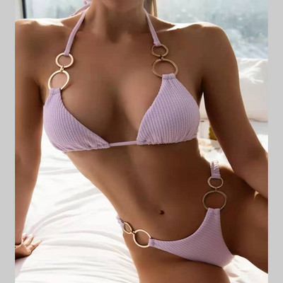 RUUHEE Bikini Sexy Costume de baie pentru femei 2022 Bikini Costum de baie cu nervuri Costume de baie sexy Biquini cu tăiere înaltă Set de bikini Push Up pentru femei