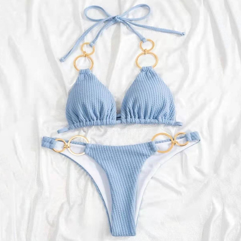 RUUHEE Bikini Sexy Costume de baie pentru femei 2022 Bikini Costum de baie cu nervuri Costume de baie sexy Biquini cu tăiere înaltă Set de bikini Push Up pentru femei