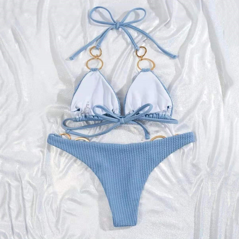 RUUHEE Bikini Sexy Costume de baie pentru femei 2022 Bikini Costum de baie cu nervuri Costume de baie sexy Biquini cu tăiere înaltă Set de bikini Push Up pentru femei