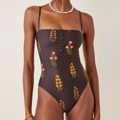 Női fürdőruha, egyrészes, szögletes nyakú karcsúsító body, nyomott, hímzett strandfürdőruha Elegáns szexi vékony medenceviselet, 2022