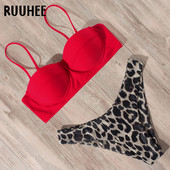 RUUHEE Leopard bikini fürdőruha, női fürdőruha, 2021 brazil bikini szett Push Up fürdőruha, női nyári strandviselet biquini
