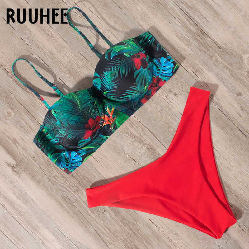 RUUHEE Leopard bikini fürdőruha, női fürdőruha, 2021 brazil bikini szett Push Up fürdőruha, női nyári strandviselet biquini
