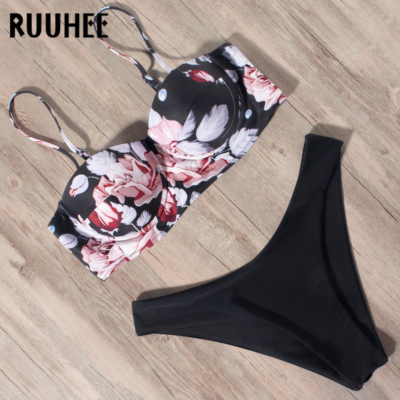 RUUHEE Leopard bikini fürdőruha, női fürdőruha, 2021 brazil bikini szett Push Up fürdőruha, női nyári strandviselet biquini