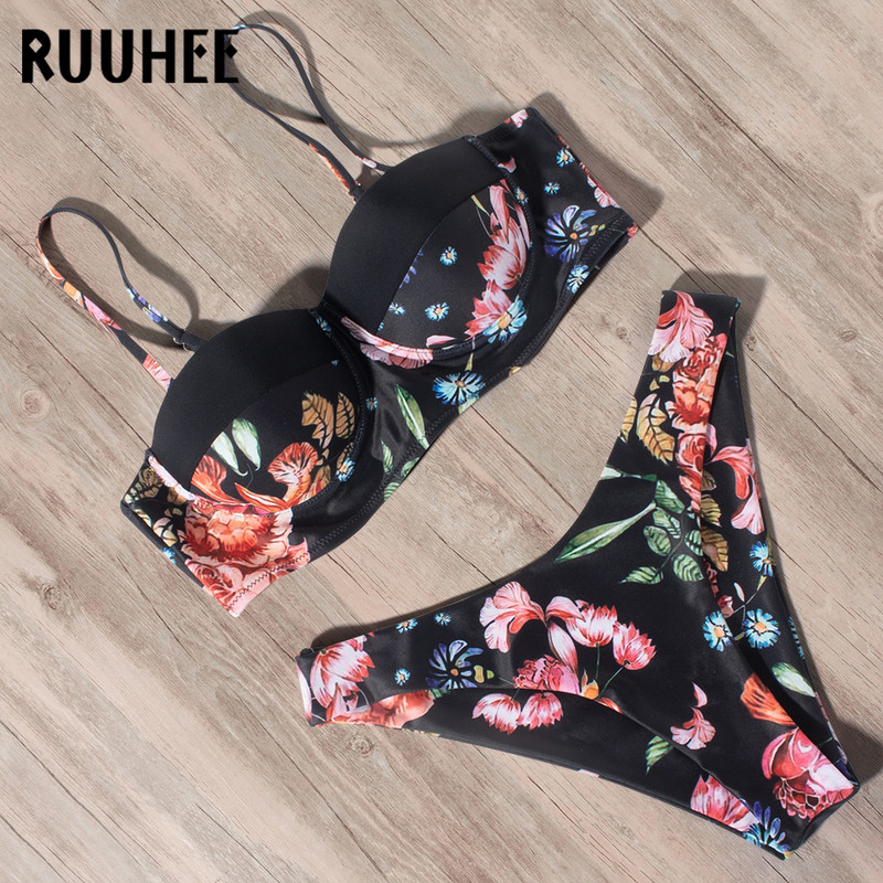 RUUHEE Leopard bikini fürdőruha, női fürdőruha, 2021 brazil bikini szett Push Up fürdőruha, női nyári strandviselet biquini