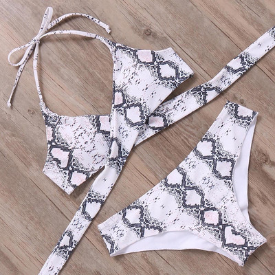 RUUHEE Bandage Bikini 2020 Γυναικείο μπικίνι halter Top μαγιό δύο τεμαχίων Ψηλόμεσο μαγιό εμπριμέ μπικίνι καλοκαιρινό σετ μαγιό