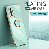 Dengiamas kvadratinis žiedo laikiklis, telefono dėklas, skirtas Samsung Galaxy S22 Ultra S21 S20 FE S10 Plus A32 A52 A72 A51 A71 silikoninis dangtelis