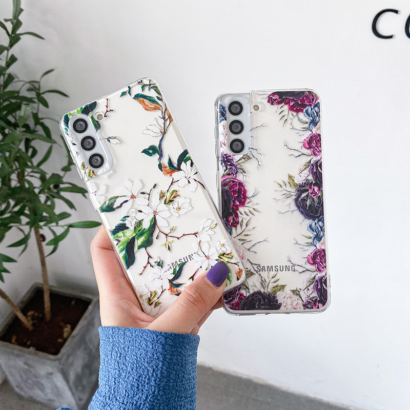 3D Floral Case za Samsung Galaxy S23 S22 S21 Ultra Plus FE 5G Note 20 A22 A32 A52S A42 A33 A53 A73 A13 Full Protect Clear Cover