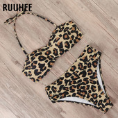 RUUHEE fürdőruha Push Up bikini 2020 női fürdőruha kötszer magas derekú bikini szett pánt levehető fürdőruha női strandruha