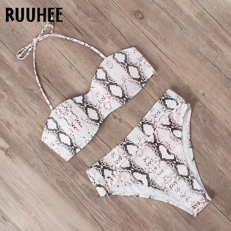 RUUHEE fürdőruha Push Up bikini 2020 női fürdőruha kötszer magas derekú bikini szett pánt levehető fürdőruha női strandruha