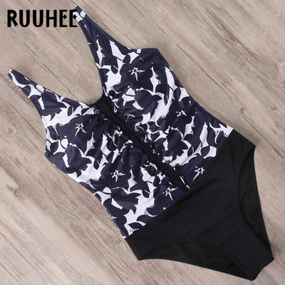 RUUHEE Nagyméretű egyrészes fürdőruha, nyomott fürdőruha Női Body fürdőruha Monokini fürdőruha traje de baño Strandruha