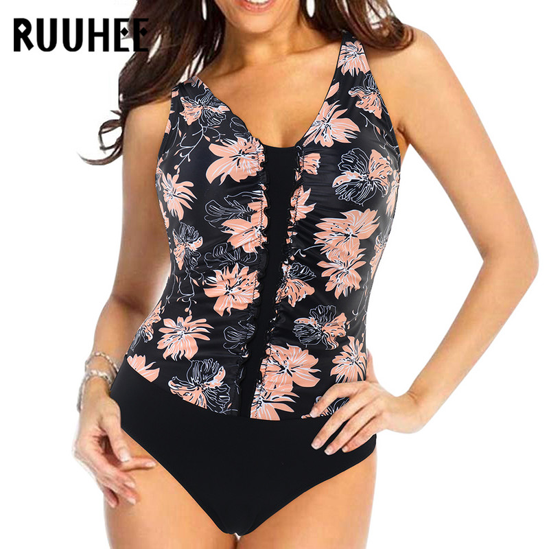 RUUHEE Nagyméretű egyrészes fürdőruha, nyomott fürdőruha Női Body fürdőruha Monokini fürdőruha traje de baño Strandruha