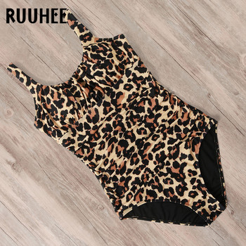 RUUHEE 2020 One Piece μαγιό Leopard μαγιό για γυναίκες Σέξι Push Up Μαγιό με Επιθέματα Μαγιό Μαγιό Hollow Out