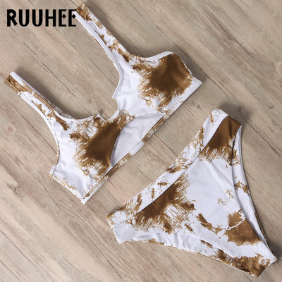 RUUHEE 2021 комплекти бикини Дамски бански бикини Dye Tie Push Up Секси бански костюм Дамски плажни костюми Biquinis Дамски бански костюми