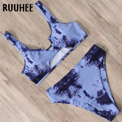RUUHEE 2021 комплекти бикини Дамски бански бикини Dye Tie Push Up Секси бански костюм Дамски плажни костюми Biquinis Дамски бански костюми