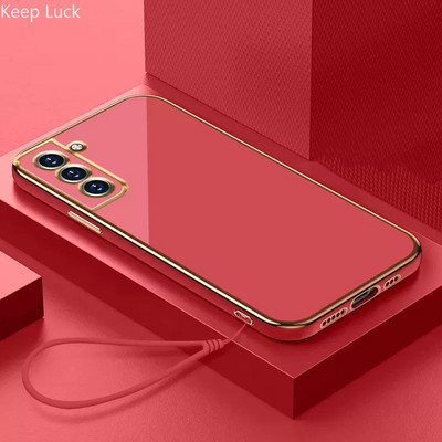 Πολυτελής θήκη σιλικόνης με κορδόνι για Samsung Galaxy S23 S22 S21 S20 FE S10 Plus Note 20 Ultra A13 A32 Μαλακό κάλυμμα προφυλακτήρα