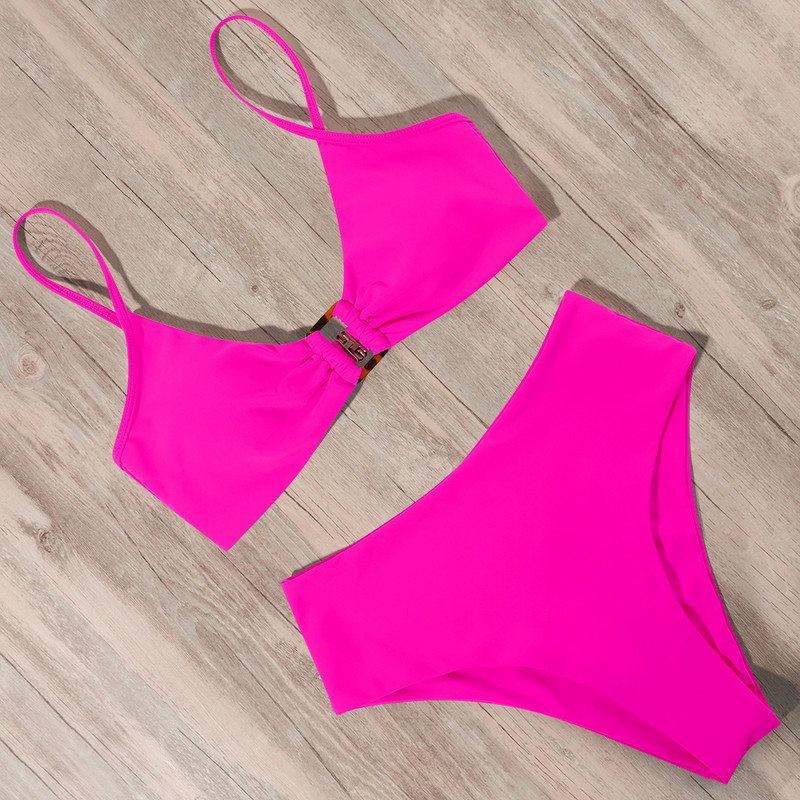 RUUHEE 2021 m. maudymosi kostiumėlių bikinio rinkinys, moteriškas aukšto juosmens bikinis su gėlėmis margintu leopardo lapų kvadratiniu mygtuku, maudymosi kostiumėlio maudymosi kostiumėliu