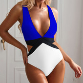 RUUHEE Deep-v egyrészes női fürdőruha, hollow Out body, fürdőruha Patchwork strandruha, nyomott Monokini 2020 szexi fürdőruha