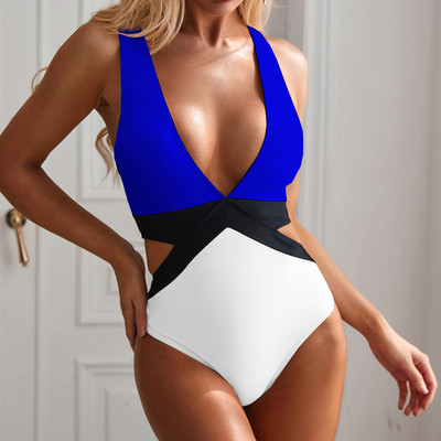 RUUHEE Deep-v egyrészes női fürdőruha, hollow Out body, fürdőruha Patchwork strandruha, nyomott Monokini 2020 szexi fürdőruha