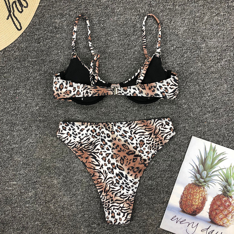 RUUHEE magas derekú bikini 2021 női fürdőruha leopárd brazil bikini szett Push Up fürdőruha Strandruha női fürdőruha
