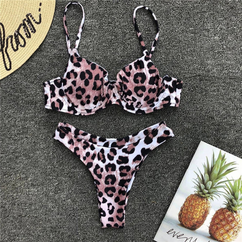RUUHEE magas derekú bikini 2021 női fürdőruha leopárd brazil bikini szett Push Up fürdőruha Strandruha női fürdőruha