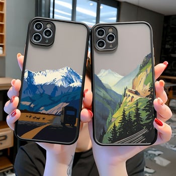 Калъф за телефон с естетическо изкуство, ръчно рисувана планинска природа за iphone X XR XS MAX 7 8 Plus SE2 11 12 13 14 Pro Max Shell заден капак