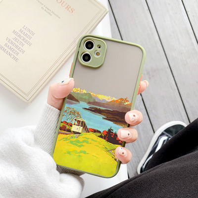 Θήκη τηλεφώνου Aesthetic Art Ζωγραφισμένη στο χέρι Mountain Scenery για iphone X XR XS MAX 7 8 Plus SE2 11 12 13 14 Pro Max Shell πίσω κάλυμμα