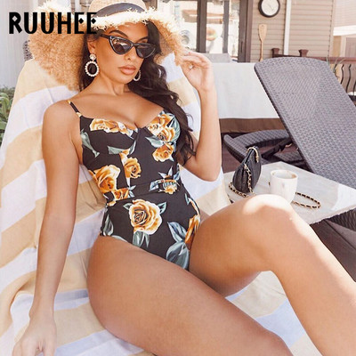 RUUHEE 2020 One Piece Μαγιό Floral εμπριμέ Γυναικείο μαγιό Push Up Μαγιό Γυναικείο trajes de baño Beachwear