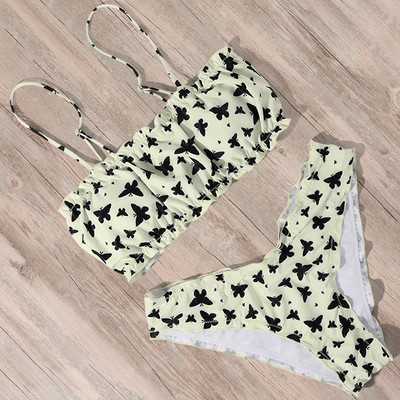 RUUHEE Tie Dye Bandage Μπικίνι Μαγιό Γυναικεία Μαγιό Butterfly Σετ μπικίνι 2021 Μαγιό Maillot De Bain Femme Ρούχα παραλίας