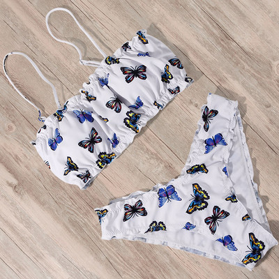 RUUHEE Tie Dye Bandage Μπικίνι Μαγιό Γυναικεία Μαγιό Butterfly Σετ μπικίνι 2021 Μαγιό Maillot De Bain Femme Ρούχα παραλίας