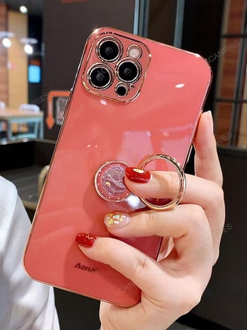 Луксозен държач за пръстен Калъф за Xiaomi Redmi Note 9 Pro Note9 S 9pro Max 9S Покритие Квадратна силиконова стойка Заден капак Xiomi Funda