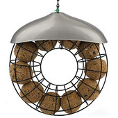 Τροφοδότης πουλιών Αντιανεμική αδιάβροχη θήκη για λίπος μαύρο στρογγυλό στεφάνι Μεταλλικό κρεμαστό στυλ εξωτερικής τροφοδοσίας πουλιών με μεγάλο δαχτυλίδι φαγητού