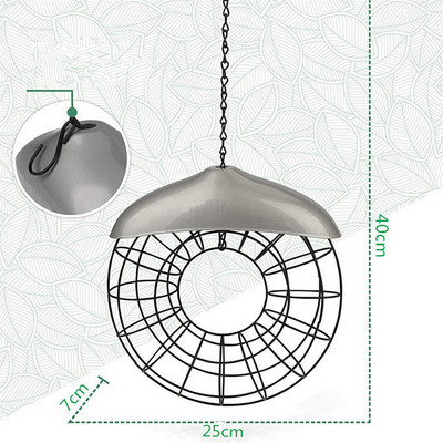 Τροφοδότης πουλιών Αντιανεμική αδιάβροχη θήκη για λίπος μαύρο στρογγυλό στεφάνι Μεταλλικό κρεμαστό στυλ εξωτερικής τροφοδοσίας πουλιών με μεγάλο δαχτυλίδι φαγητού