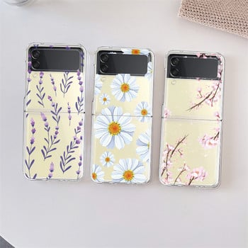 Калъф Butterfly за Samsung Galaxy Z Flip 3 4 5G Flip4 Калъф Flower Transparent Hard Bumper Coque за Galaxy Z Flip 3 Flip3 Cover