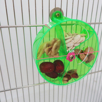 5 решетка Акрилно колело за събиране на храна Домашна птица Папагал Въртящ се Устойчив на ухапване Пъзел Играчка Съхранение на храна за купа за храна Играчка PET консумативи