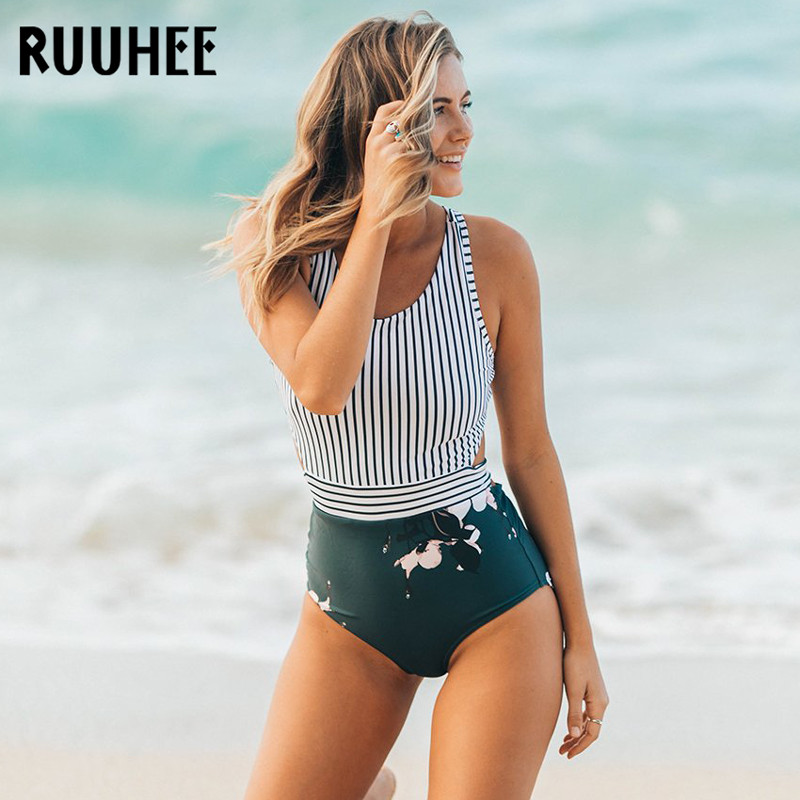 RUUHEE egyrészes fürdőruha fürdőruha női patchwork body 2020 cipzáras fürdőruha női nyári strandruha Monokini biquini