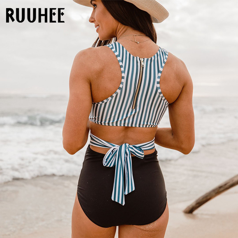 RUUHEE egyrészes fürdőruha fürdőruha női patchwork body 2020 cipzáras fürdőruha női nyári strandruha Monokini biquini