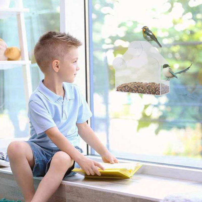 Madáretető átlátszó etetőeszköz etetőeszköz akril tapadókorongra szerelt madárház etetőeszköz